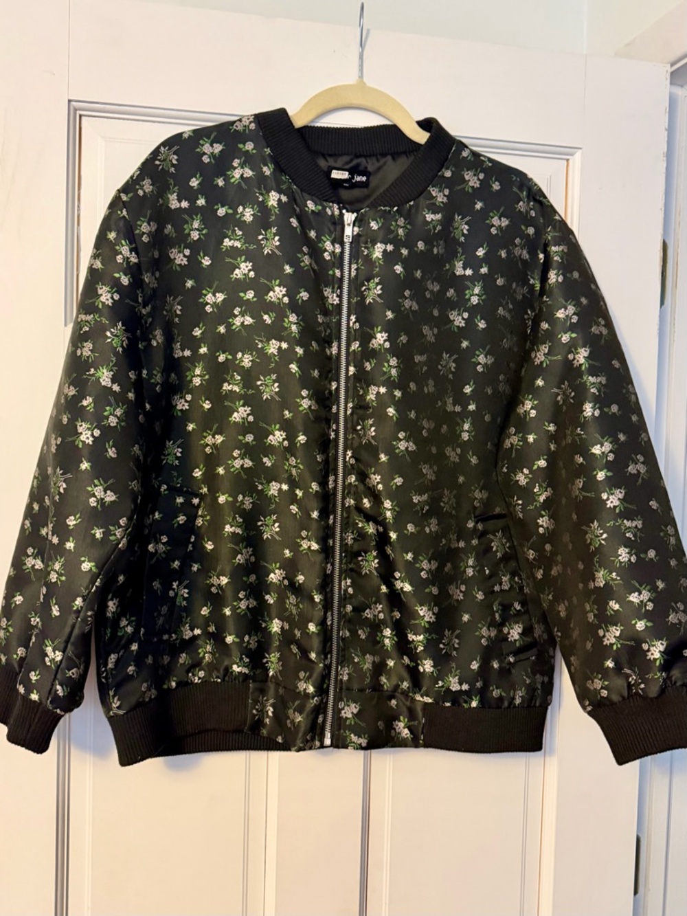 Sister Jane Womens Floral Bomber Jacket - Black